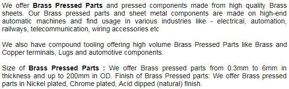Brass Pressed Parts